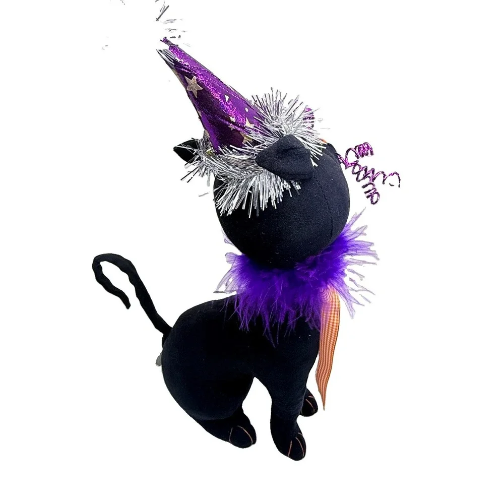 Halloween Black Cat Witch Decor 15in Whimsical Spooky Figurine Witchcore